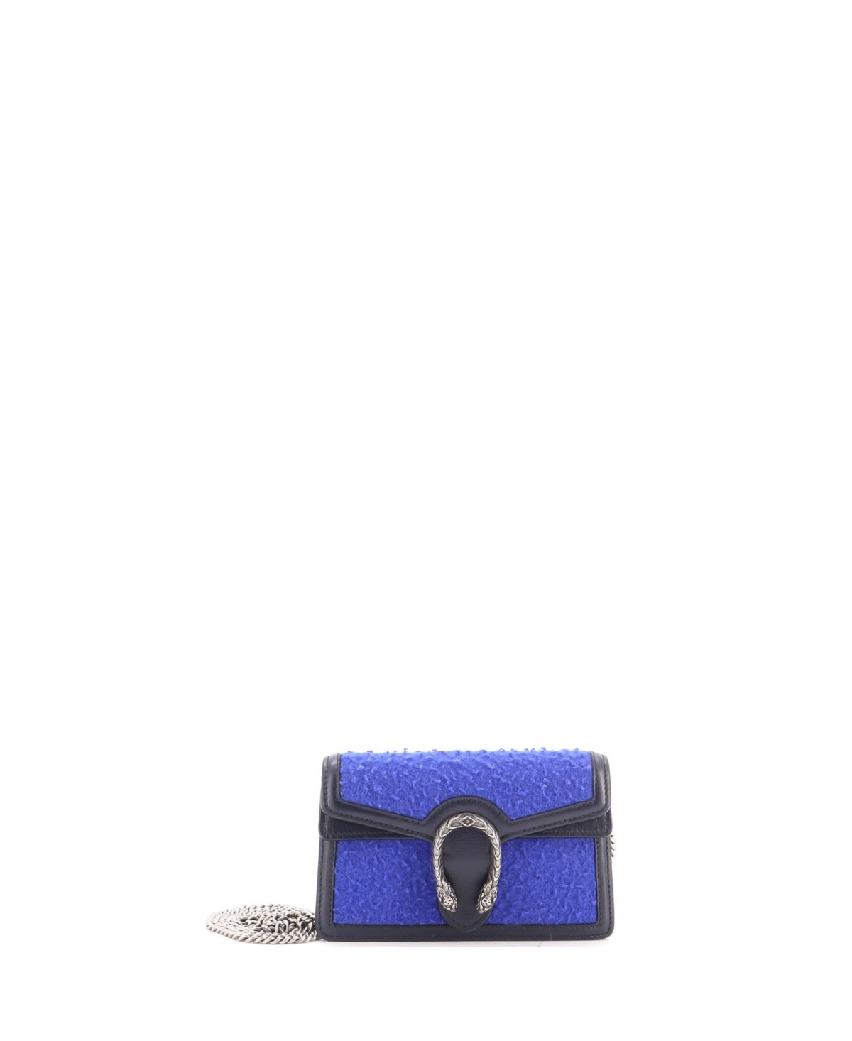 Pre-Owned Gucci Super Mini Dionysus Bag Wool and Leather - Blue