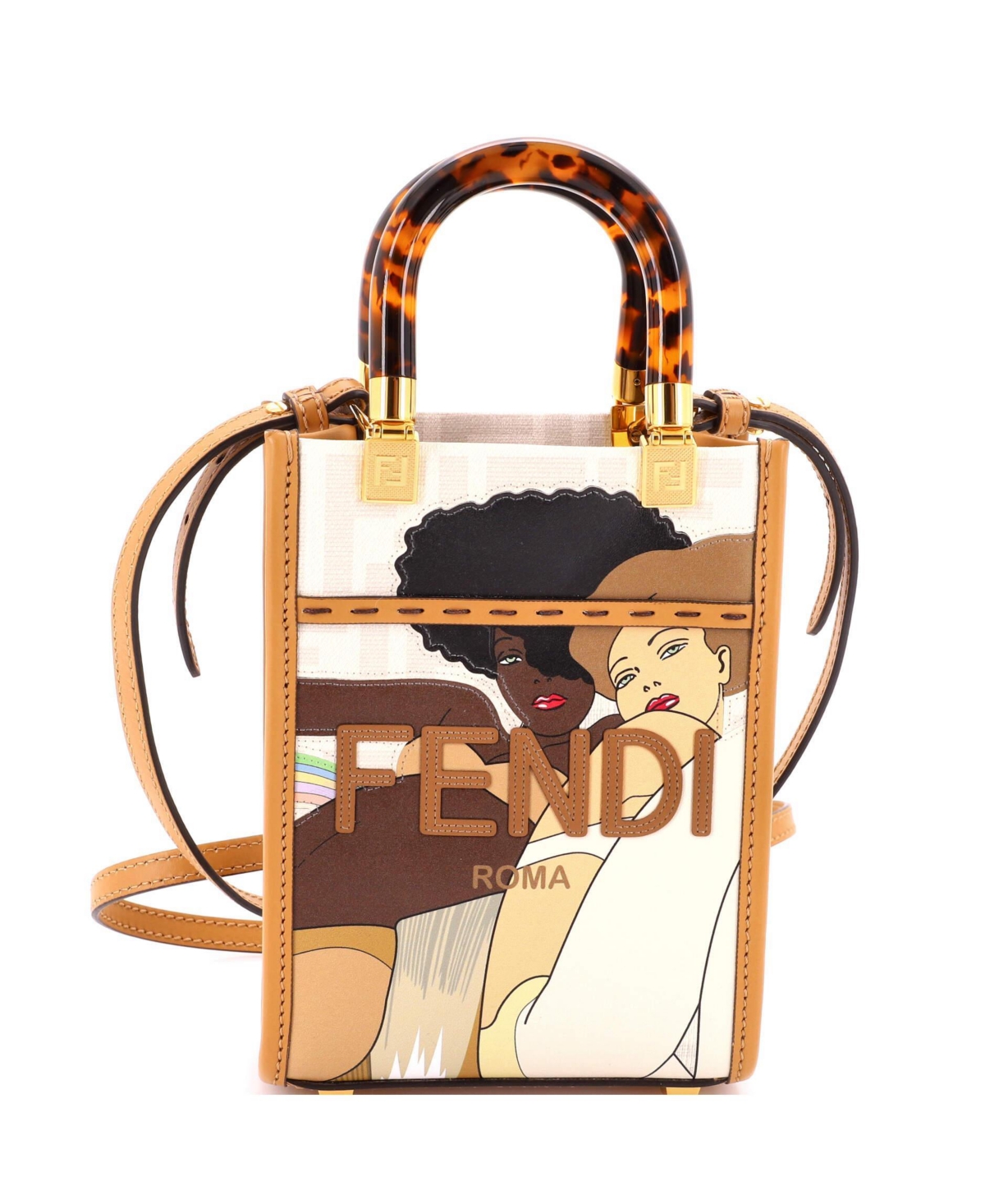 Pre-Owned Fendi Mini Sunshine Shopper Tote Printed Zucca Coated Canvas
