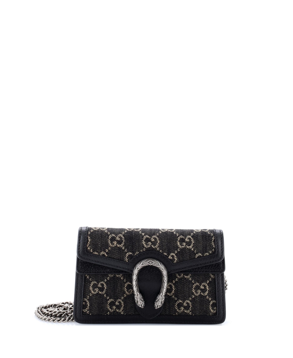 Pre-Owned Gucci Super Mini Dionysus Bag Gg Denim - Black