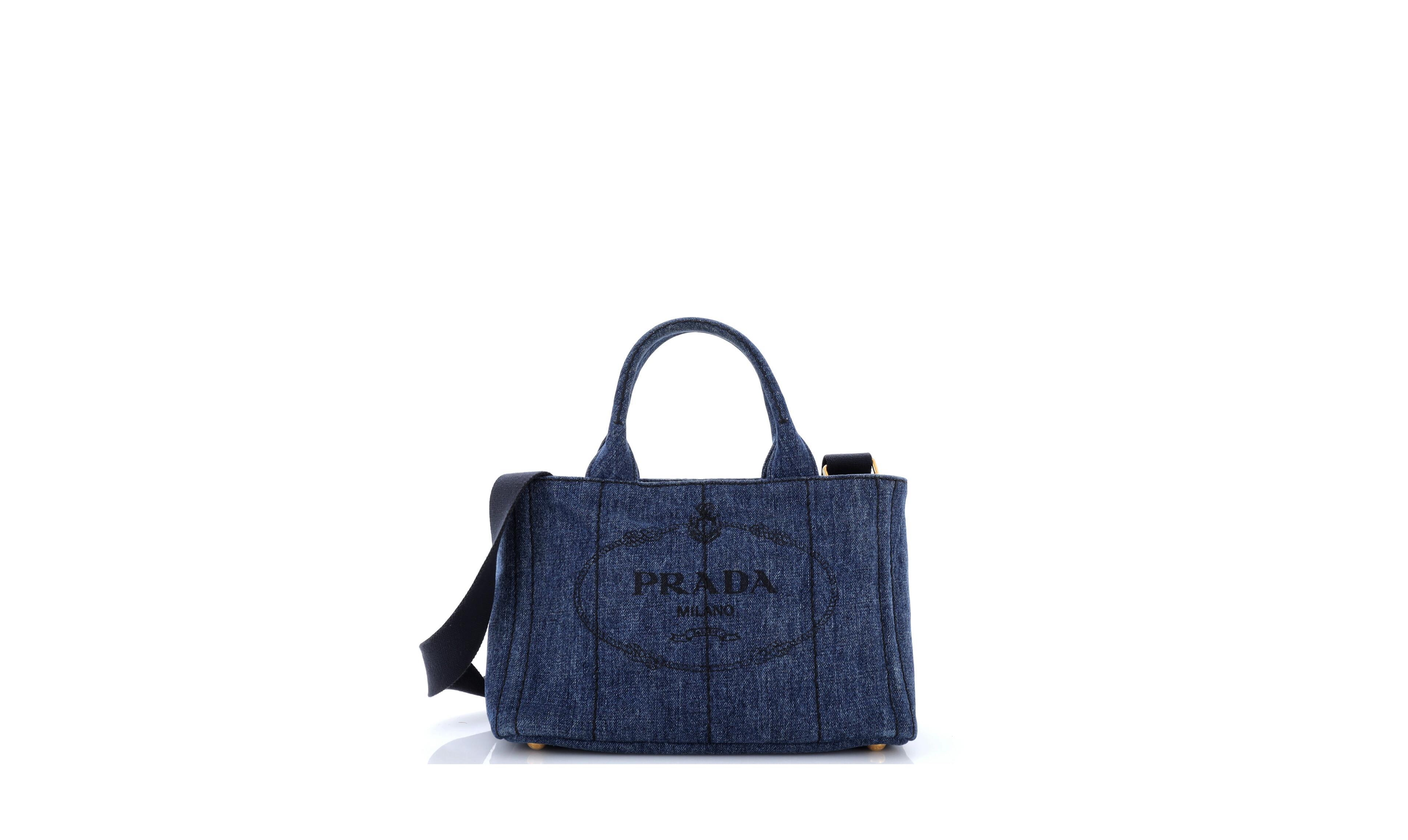Pre-Owned Prada Mini Canapa Convertible Tote Denim