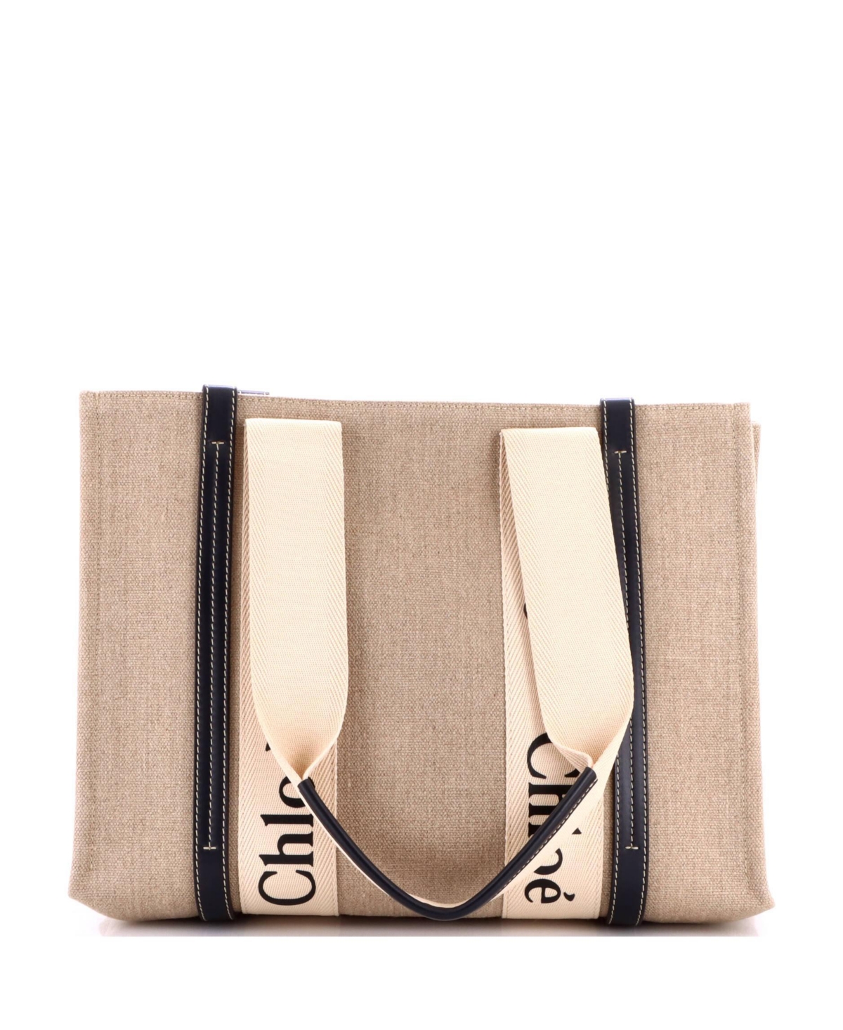 Pre-Owned Chloe Medium Woody Tote Canvas with Leather