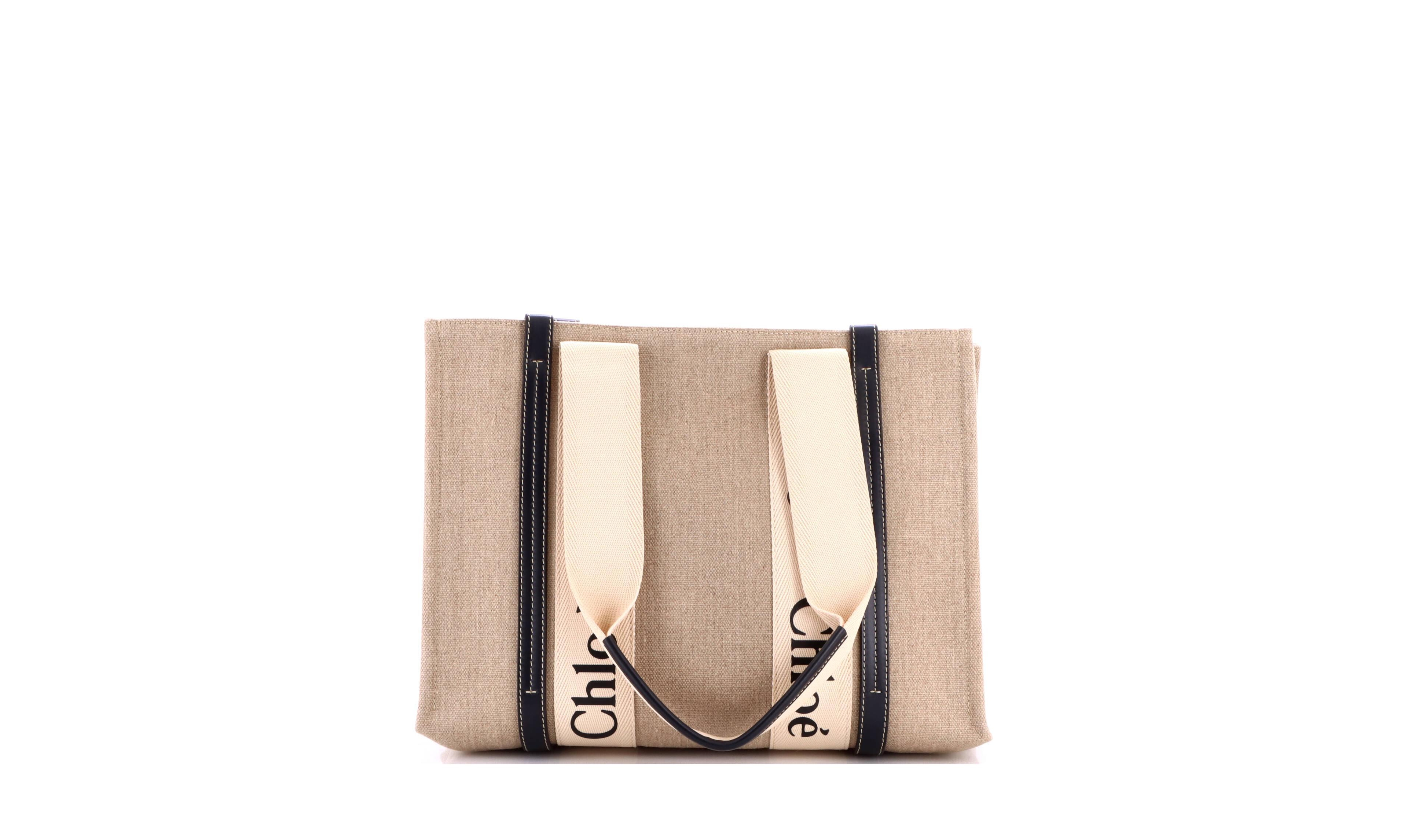 Pre-Owned Chloe Medium Woody Tote Canvas with Leather