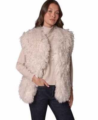 Women's Sleeveless Quilted-Lined Faux Fur Vest