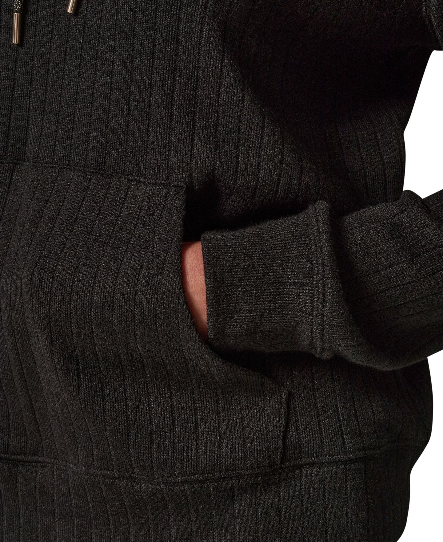 Женское худи Donna Karan Weekend Plush Drop-Needle Ribbed, цвет: Чёрный — фото 6