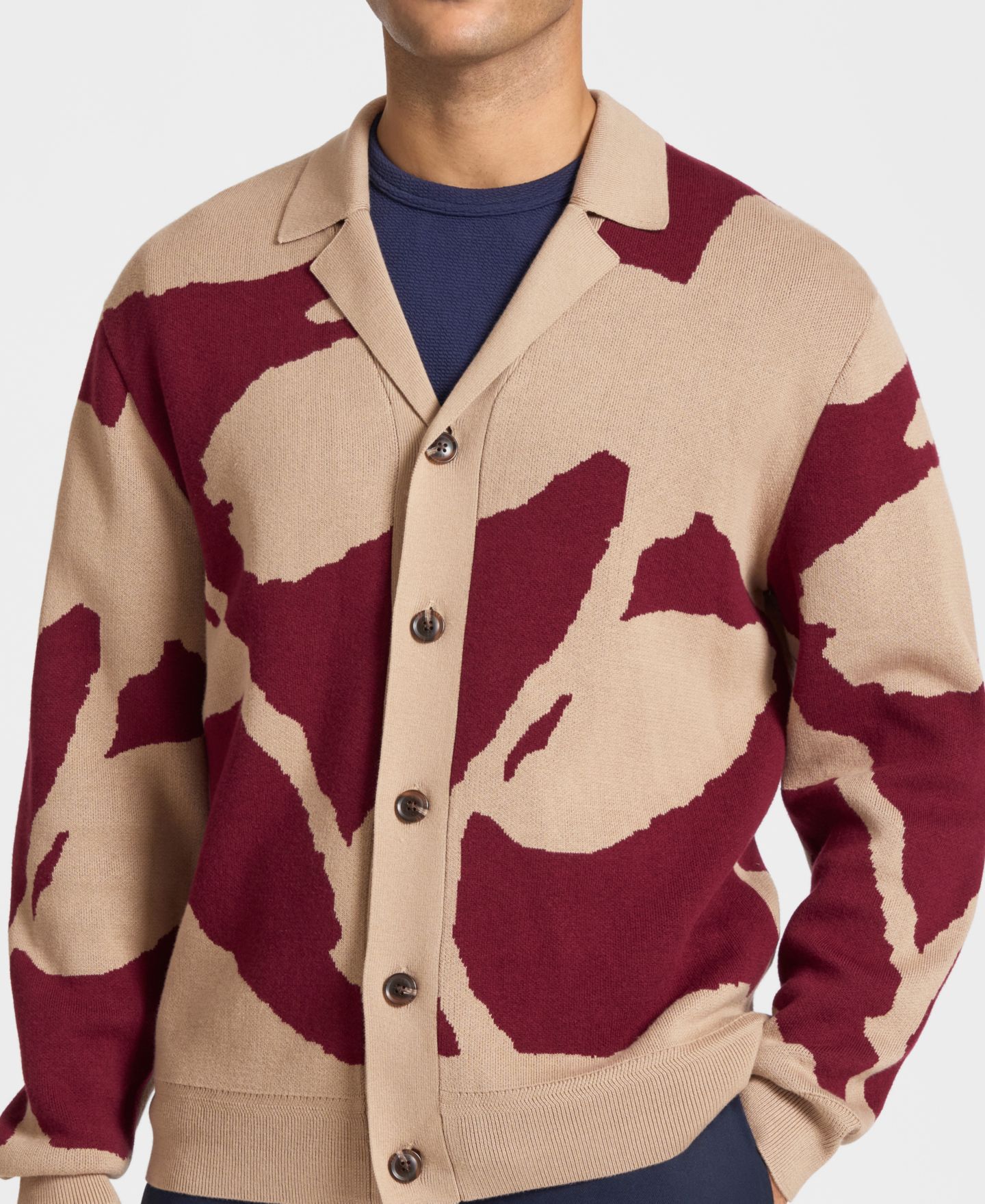 Мужской кардиган Ted by Ted Baker Camdem из смеси хлопка с цветочным принтом, цвет: Красный — фото 3