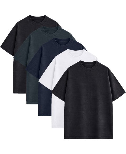 Мужские футболки Blu Rock Heavyweight Micro Waffle Knit Drop-Shoulder, 5-Pack, цвет: Чёрный белый тёмно-синий серый