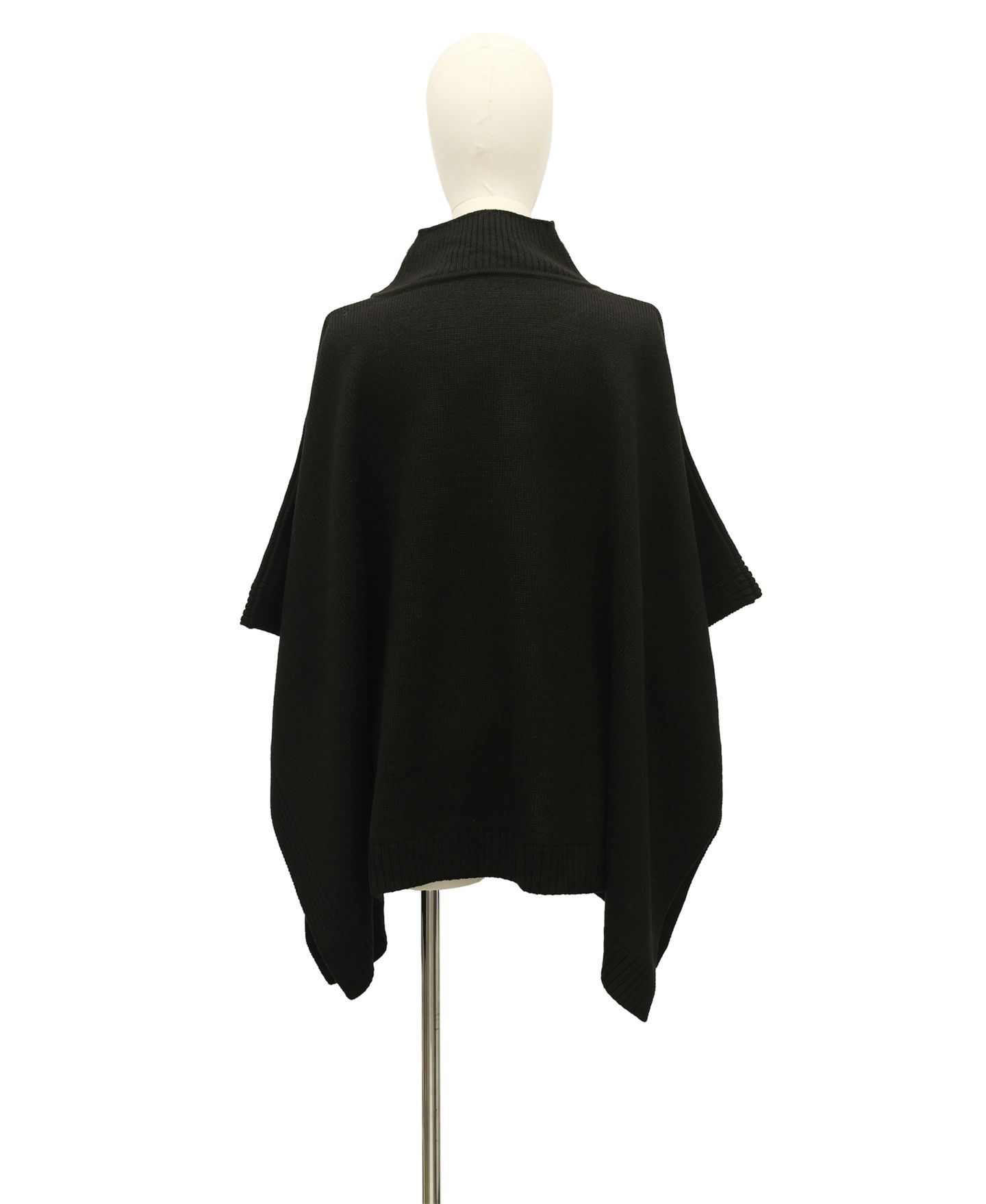 Michael Kors Grommet Lace-Up Mock Neck Poncho Ruana, цвет: Чёрный — фото 4