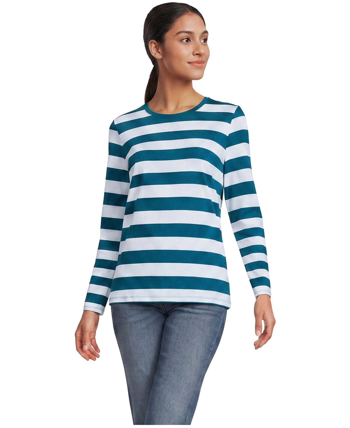 Lands' End Women's Tall Supima Cotton Long Sleeve Crewneck T-Shirt