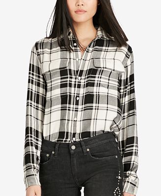 Polo Ralph Lauren Plaid Button-Down Shirt - Tops - Women - Macy's