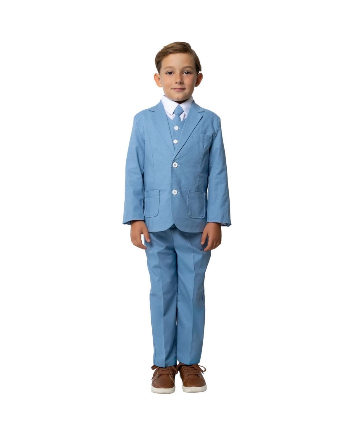 Peanut Butter Collection Little Boys Joey Safari Linen 5-Piece Shirt, Tie, Jacket, Vest and Pants Suit Set