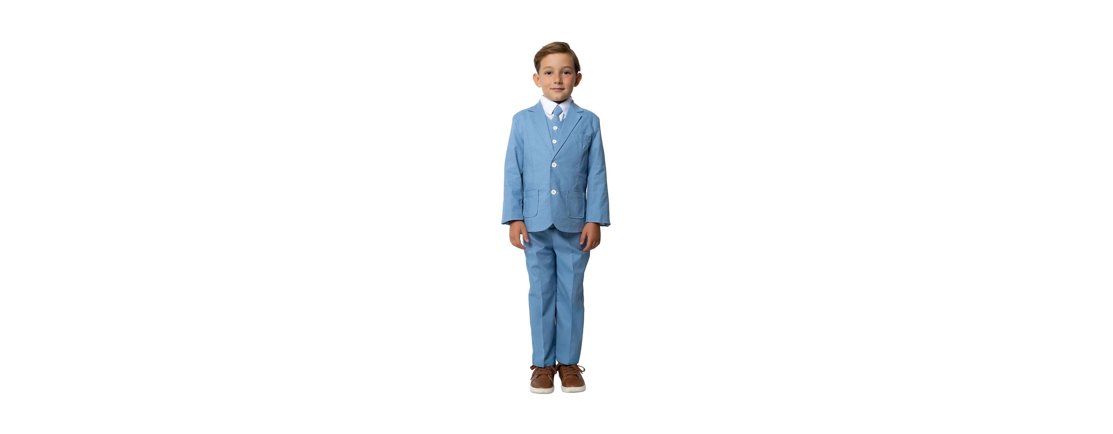 Peanut Butter Collection Little Boys Joey Safari Linen 5-Piece Shirt, Tie, Jacket, Vest and Pants Suit Set