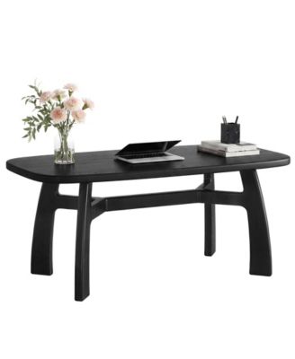 Rectangular Dining Table for 6 to 8 People with Solid Wood Top and H Frame Base