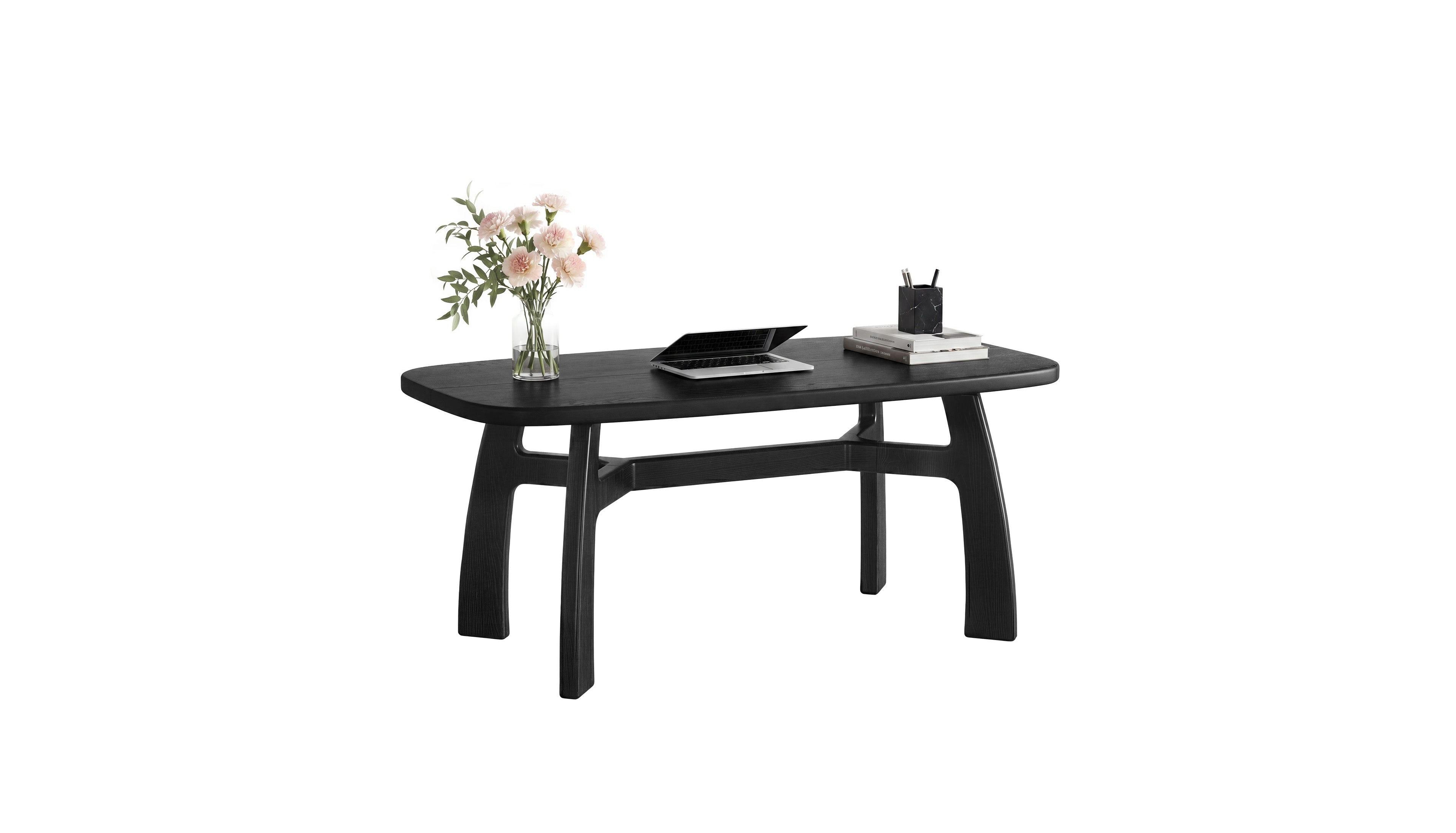 Slickblue Rectangular Dining Table for 6 to 8 People with Solid Wood Top and H Frame Base
