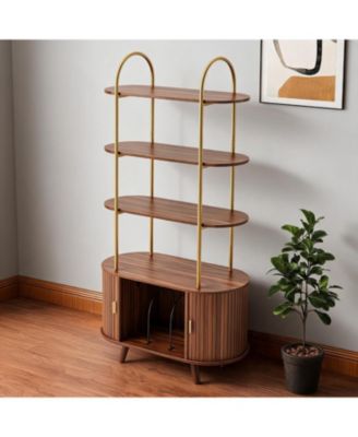 68.9 Inch 4-Tier MDF Arched 2-Cabinet Bookshelf