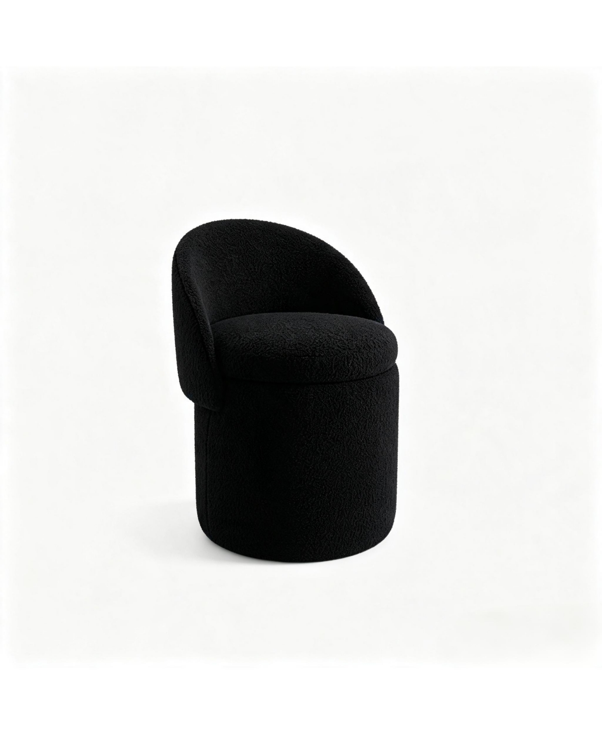 sumyeg Upholstered Makeup Stool with Storage, Foldable Backrest and Modern Cylindrical Footrest Design