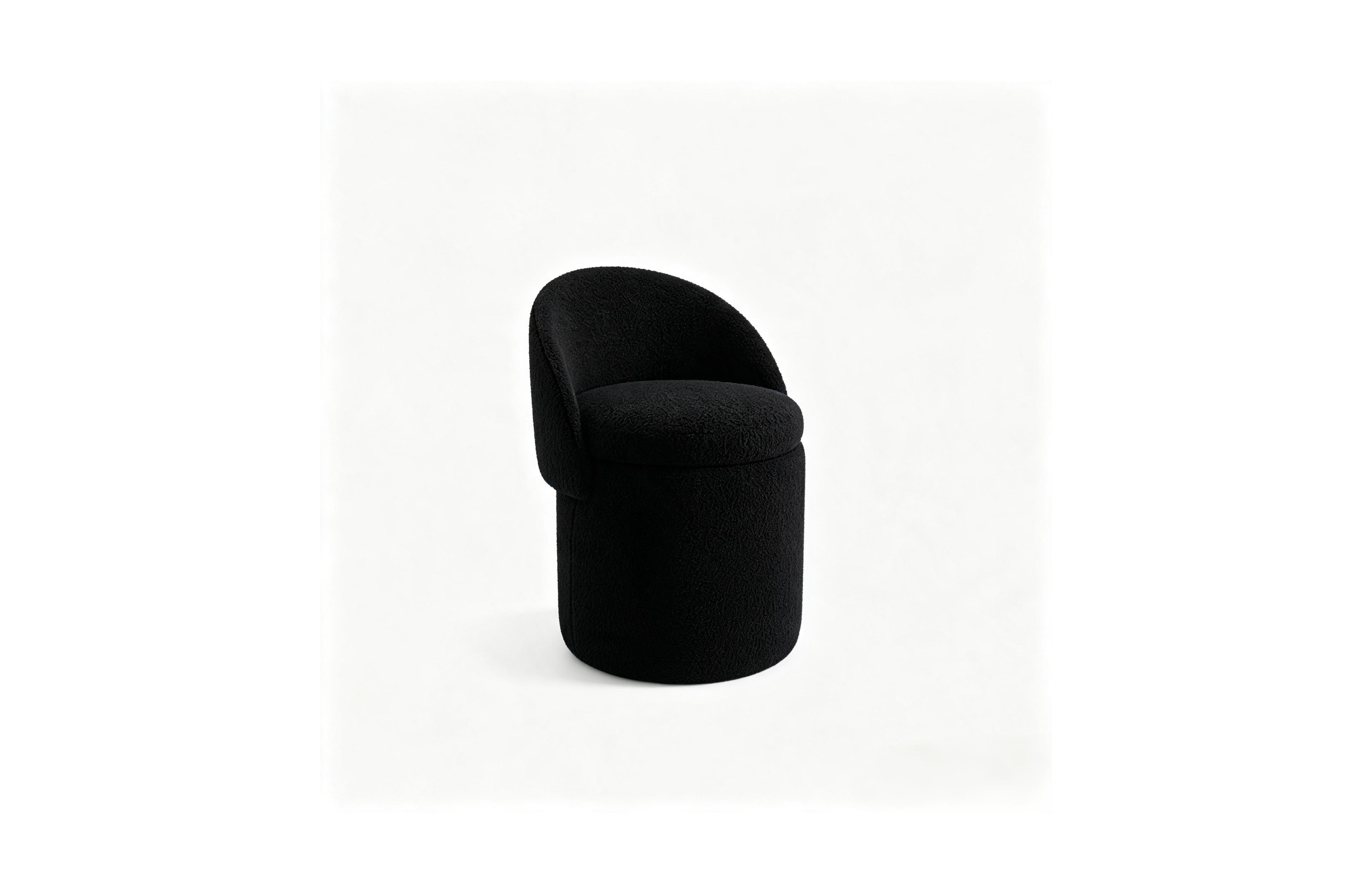 sumyeg Upholstered Makeup Stool with Storage, Foldable Backrest and Modern Cylindrical Footrest Design