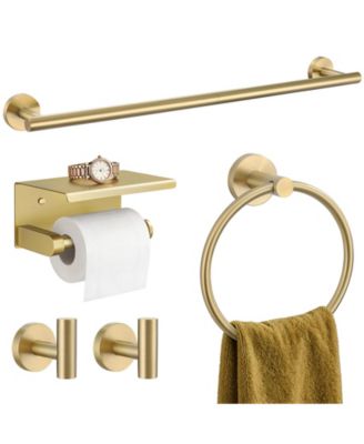 5 Piece 23.6" Bathroom Hardware Set Towel Bar Rack Wall Mounted