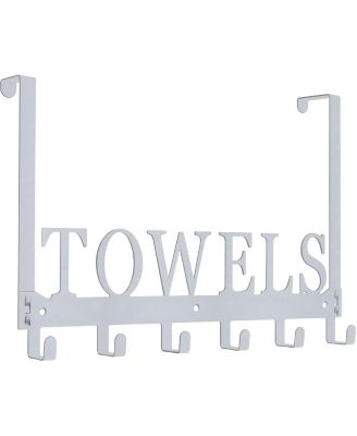 6 Hooks Over Door Hook Towel Rack Metal Hanger Bath Bedroom Hardware Kitchen Wall Mount