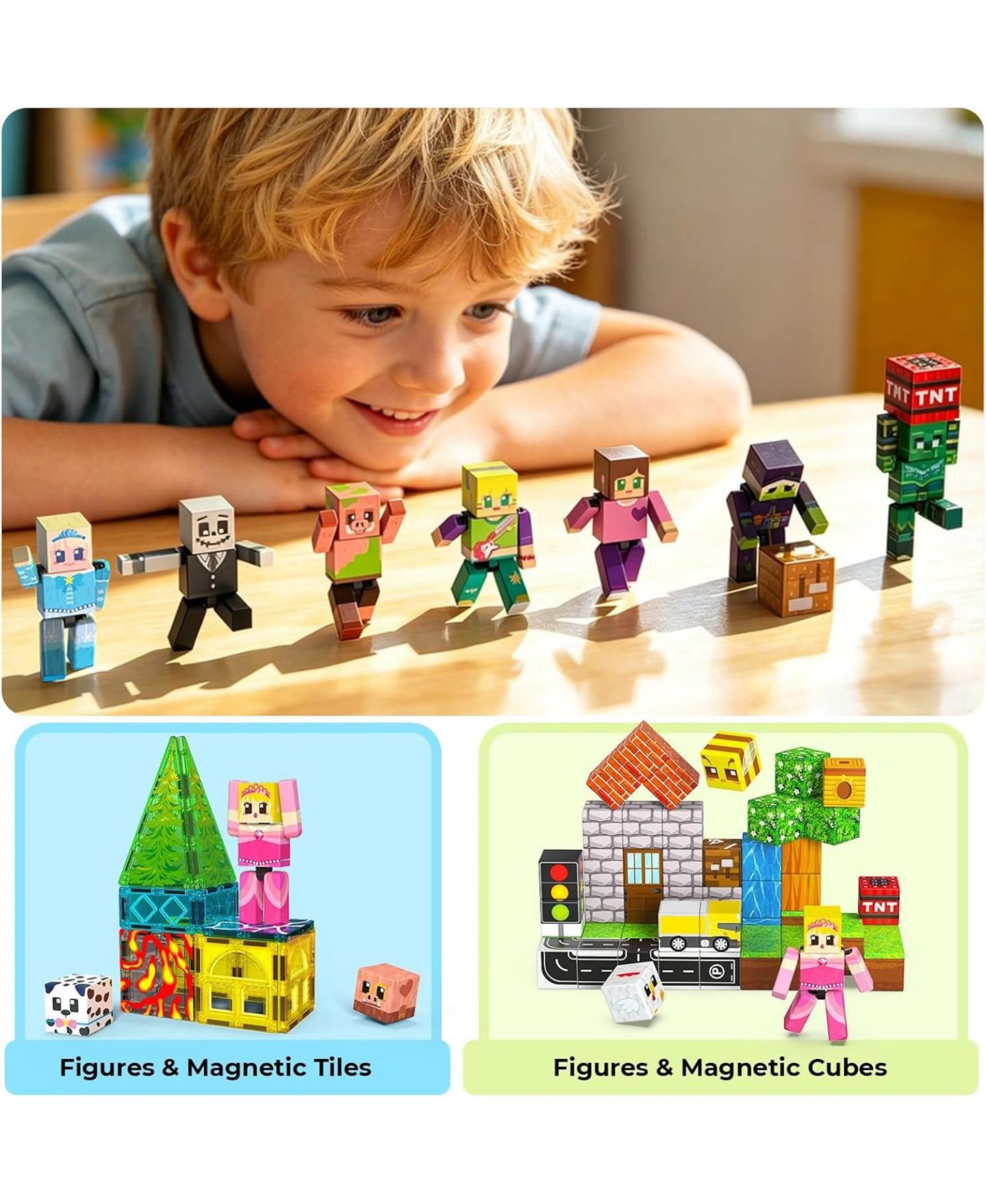 Детский игровой набор GNUADZ Magnetic Rotating-Arms Building Blocks Action Figures Playset, Ages 6+, цвет: Анималистичный — фото 5
