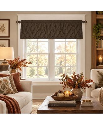 Custom Pin Tucked Autumn Chic Brown Rod Pocket Window Valance