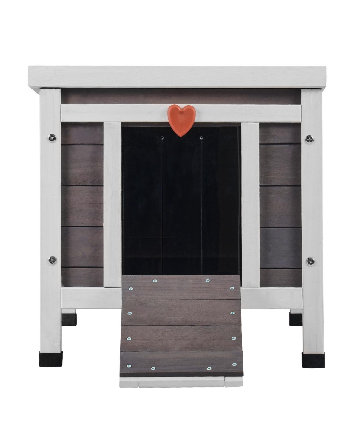 Hongge Weatherproof Wooden Outdoor Cat House with Pvc Door Flaps