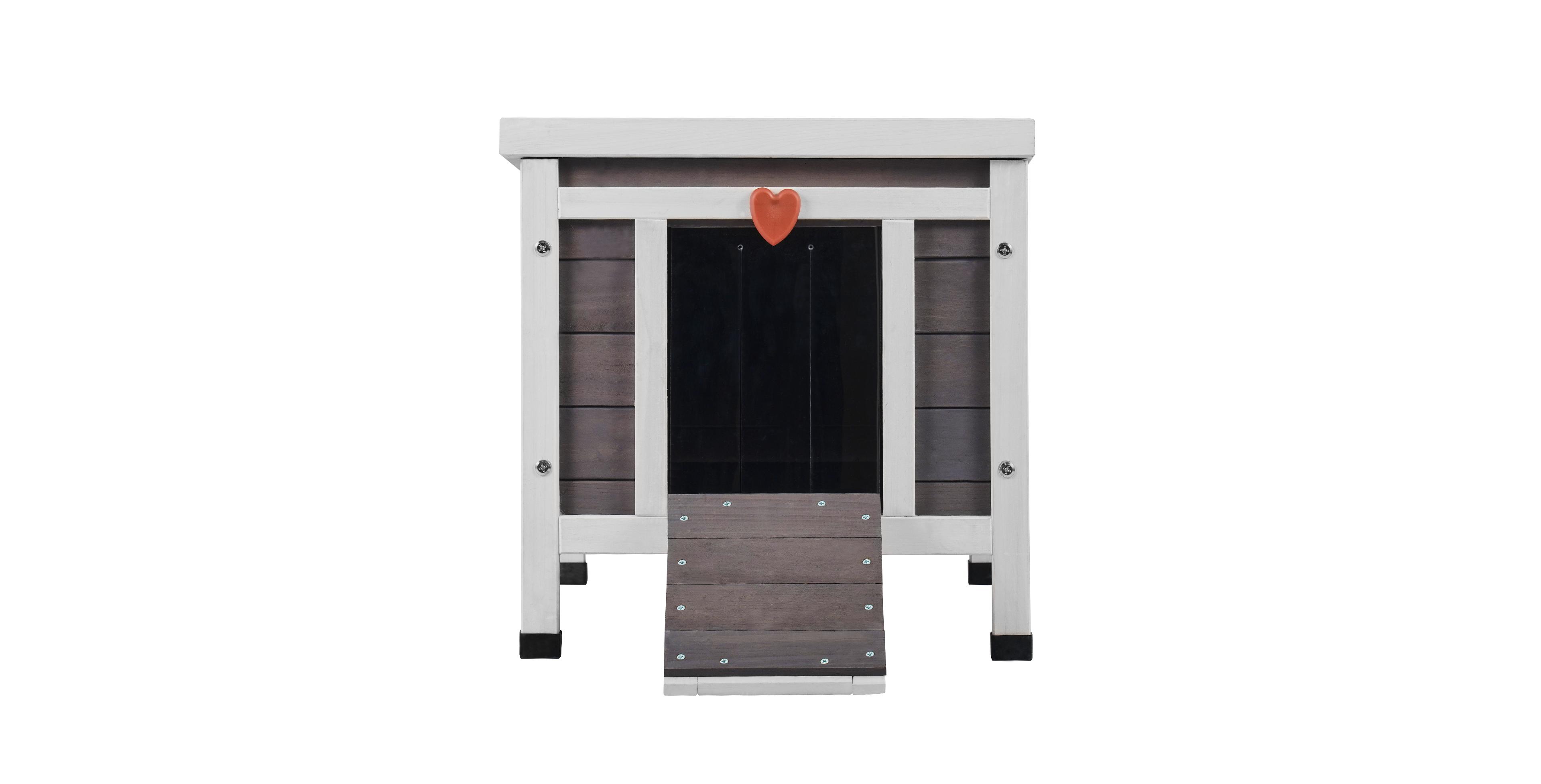 Hongge Weatherproof Wooden Outdoor Cat House with Pvc Door Flaps