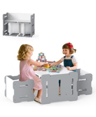 3-Piece Toddler Activity Table Set with 2 Nesting Stools