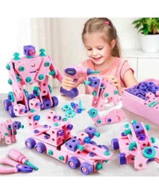 Electric Drill Building Construction Tool Kit with Storage Toolbox 148-Piece Building Set, Ages 3-6