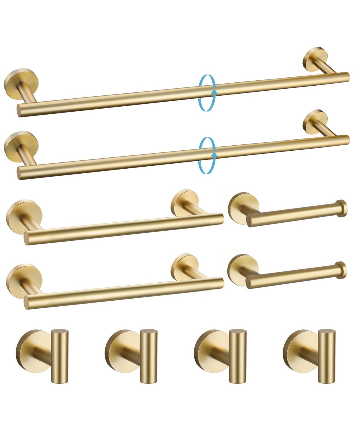 Cyqbd 10 Piece 24" Bathroom Hardware Set Stainless Steel Wall Mounted Accessories Kit - Brushed gold