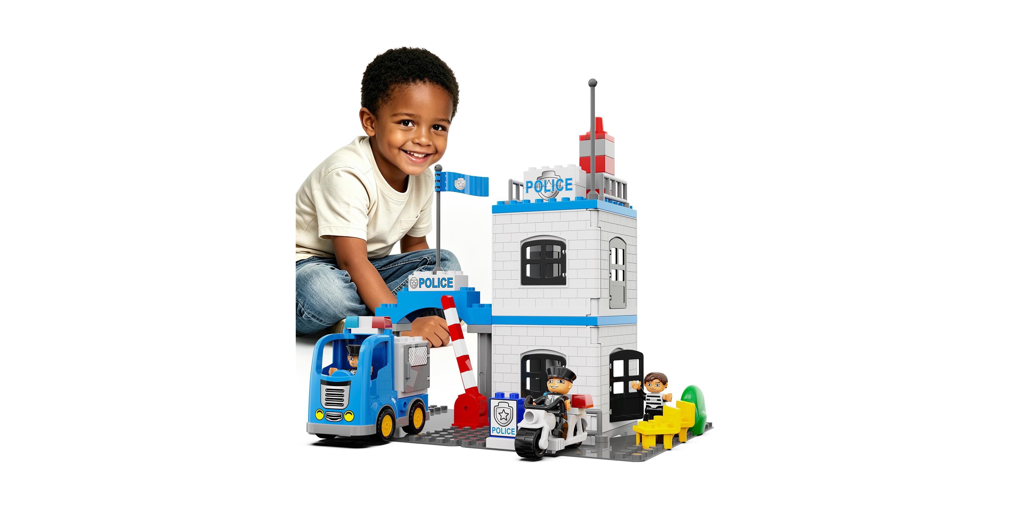 Gnuadz Police Station Large Station Classic 59-Piece Building Set, Ages 3+