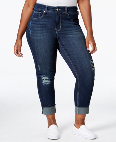 Melissa McCarthy Seven7 Trendy Plus Size Ripped Natalie Wash Boyfriend Jeans