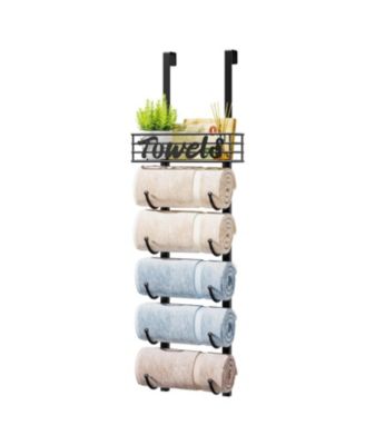 6 Tier Towel Rack Over Door Wall Mount Organizer Metal Basket RV Hardware
