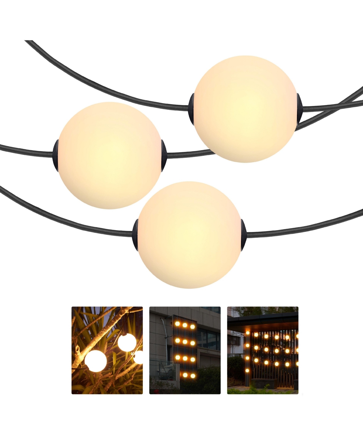 Brightech Orb Connectable Set of 2 Led Outdoor Plug-In String Lights with 20 Frosted Globe Bulbs, 60 ft. Total