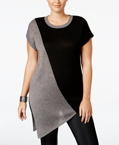 WHITESPACE Trendy Plus Size Asymmetrical Sweater