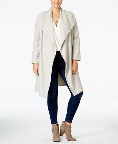 WHITESPACE Trendy Plus Size Open-Front Wool-Blend Jacket