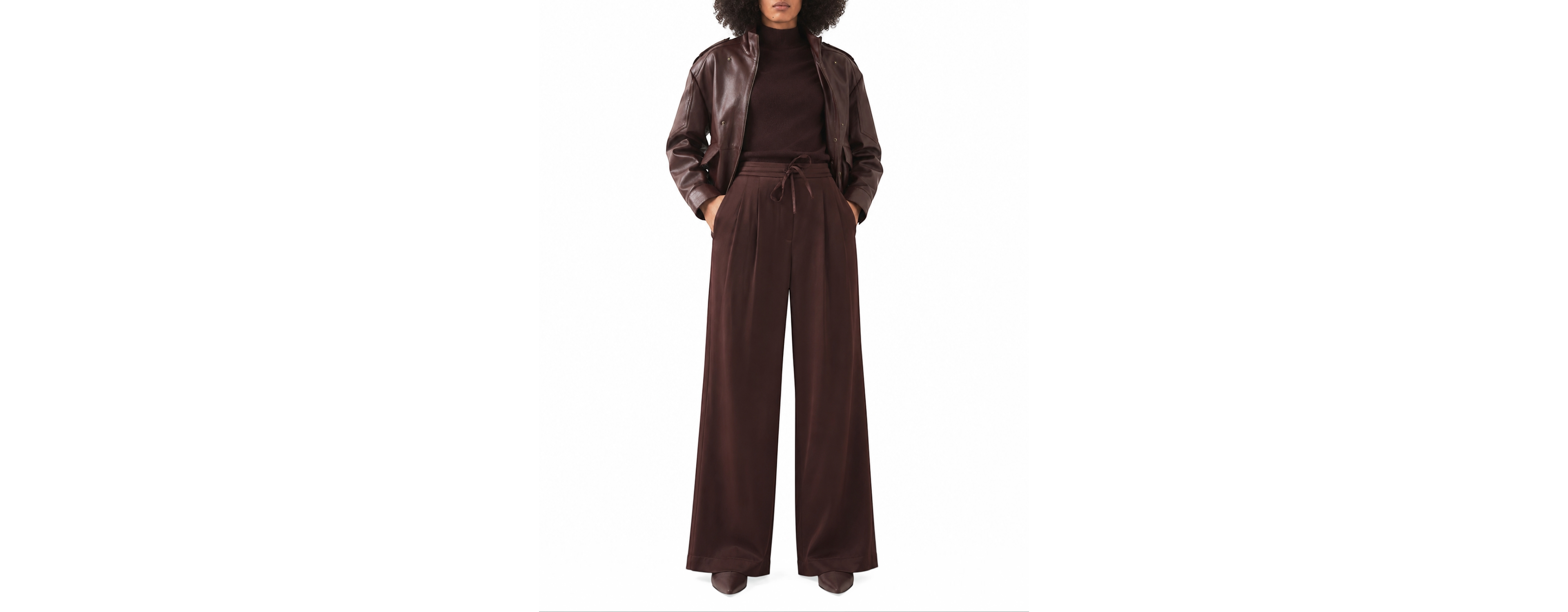 Mint Velvet Women's Satin Pleated Wide-Leg Trousers