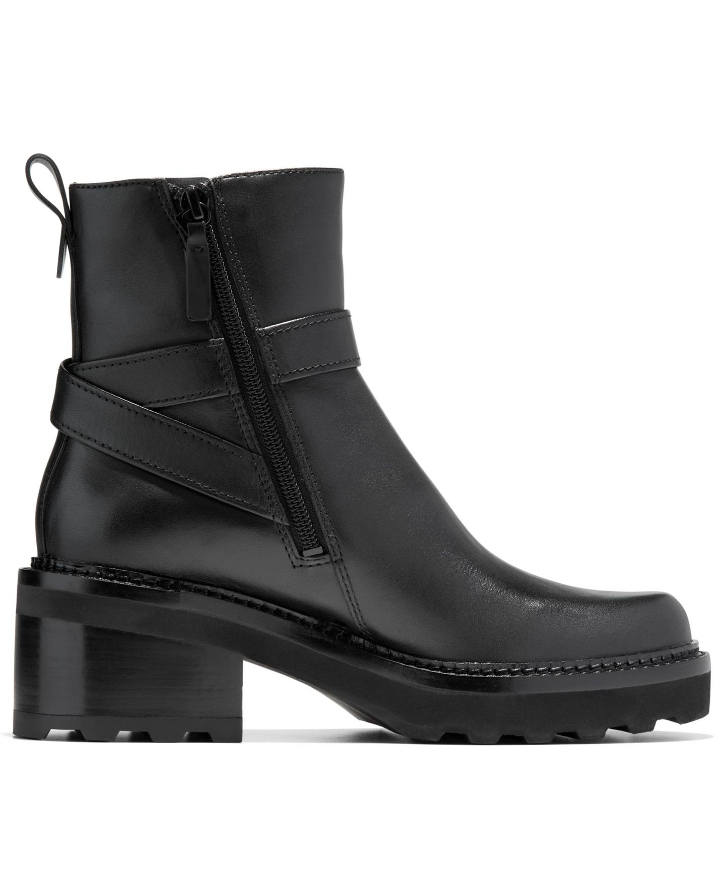 Женские ботинки Cole Haan Solene Lug Buckle Booties, цвет: Чёрный кожаный — фото 2