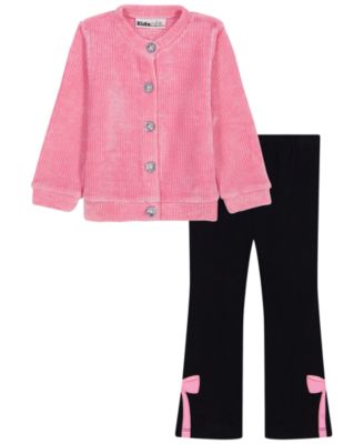 Girls' 2T-16 Striped Flare-Leg Cardigan and Pants, 2-Piece Set