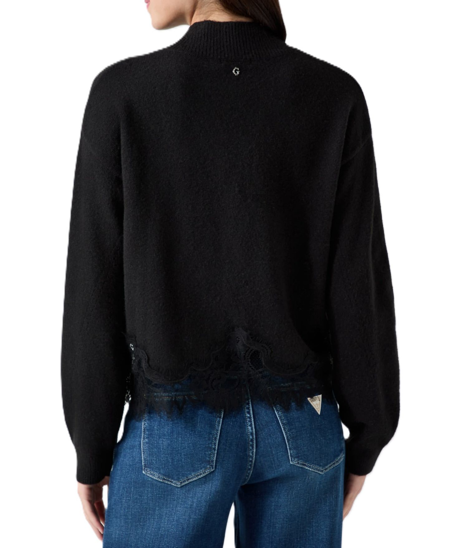Женский свитер GUESS Hayden Mock Neck Long Sleeve Lace, цвет: Угольно-чёрный — фото 5