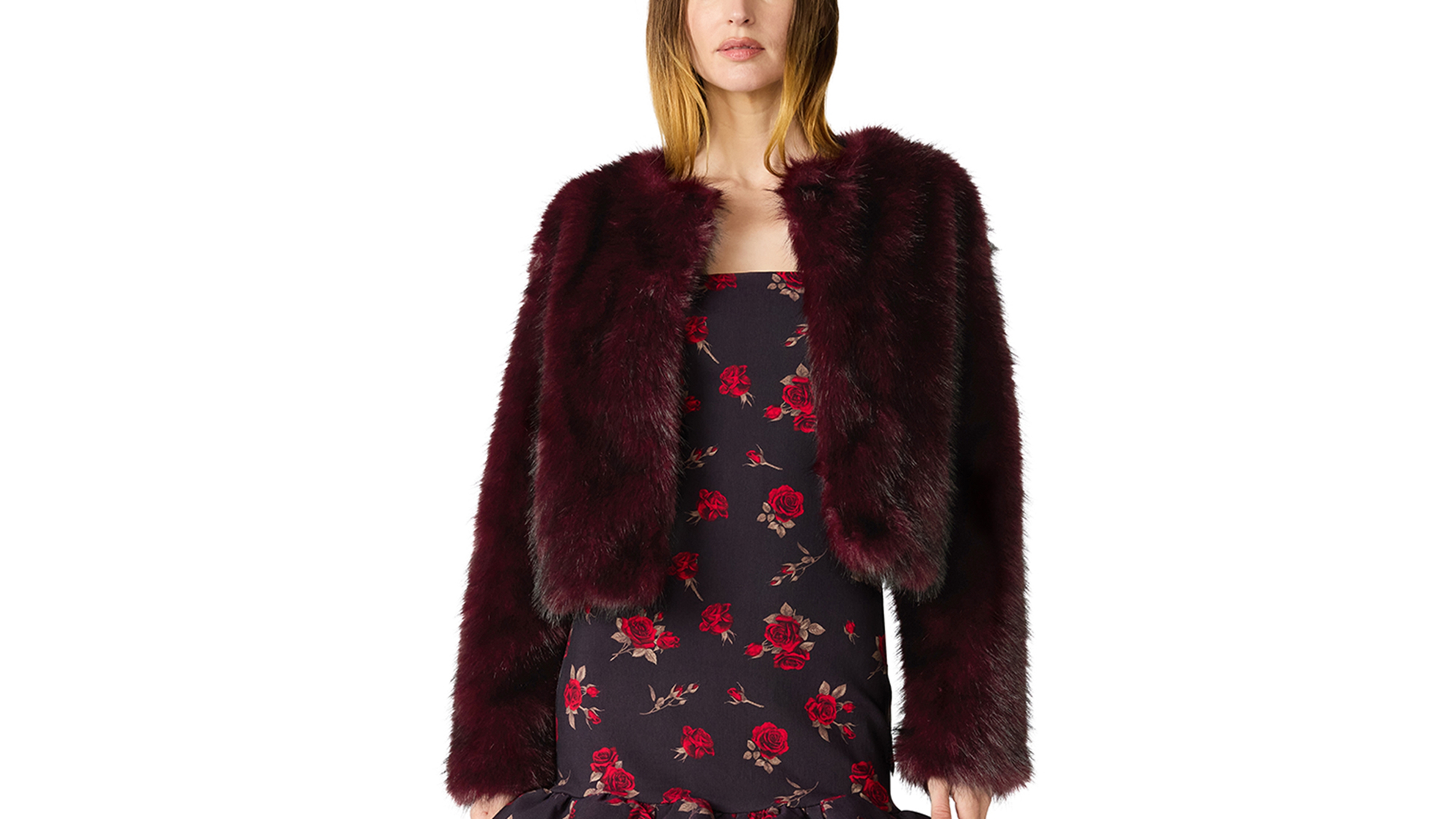 Betsey Johnson Women's Chubby Cropped Open-Front Faux Fur Jacket