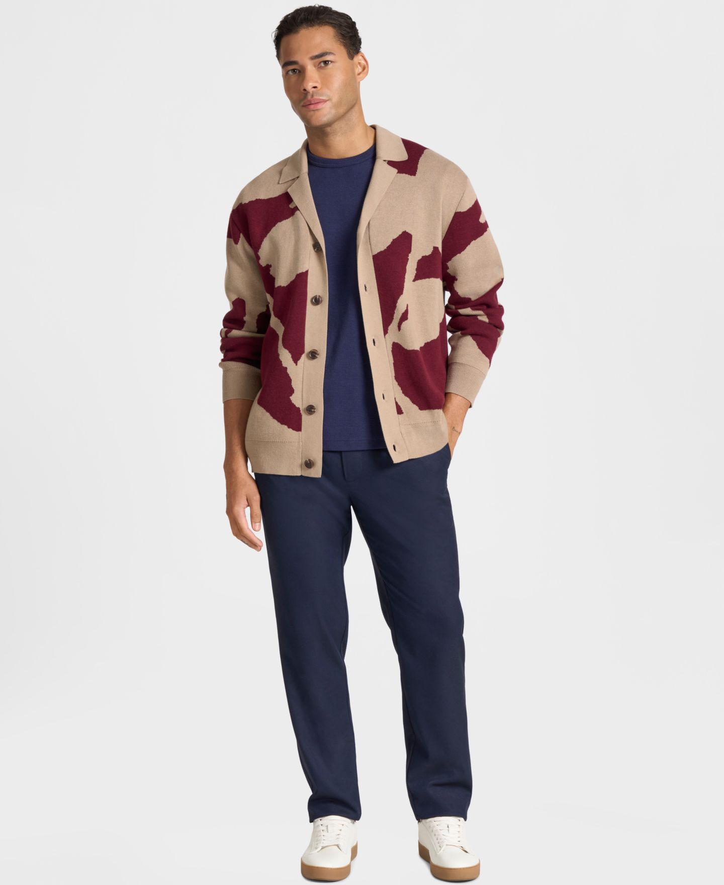 Мужской кардиган Ted by Ted Baker Camdem из смеси хлопка с цветочным принтом, цвет: Красный — фото 2