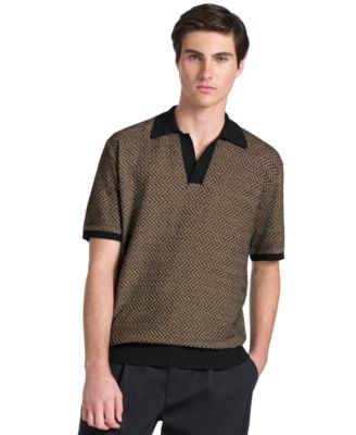 Men's Eccleston V-Neck Herringbone Classic-Fit Polo Shirt