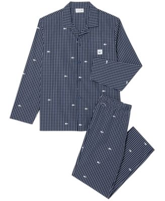 Men's Cotton Printed V-Neck Top and Pants, 2-Piece Pajama Set