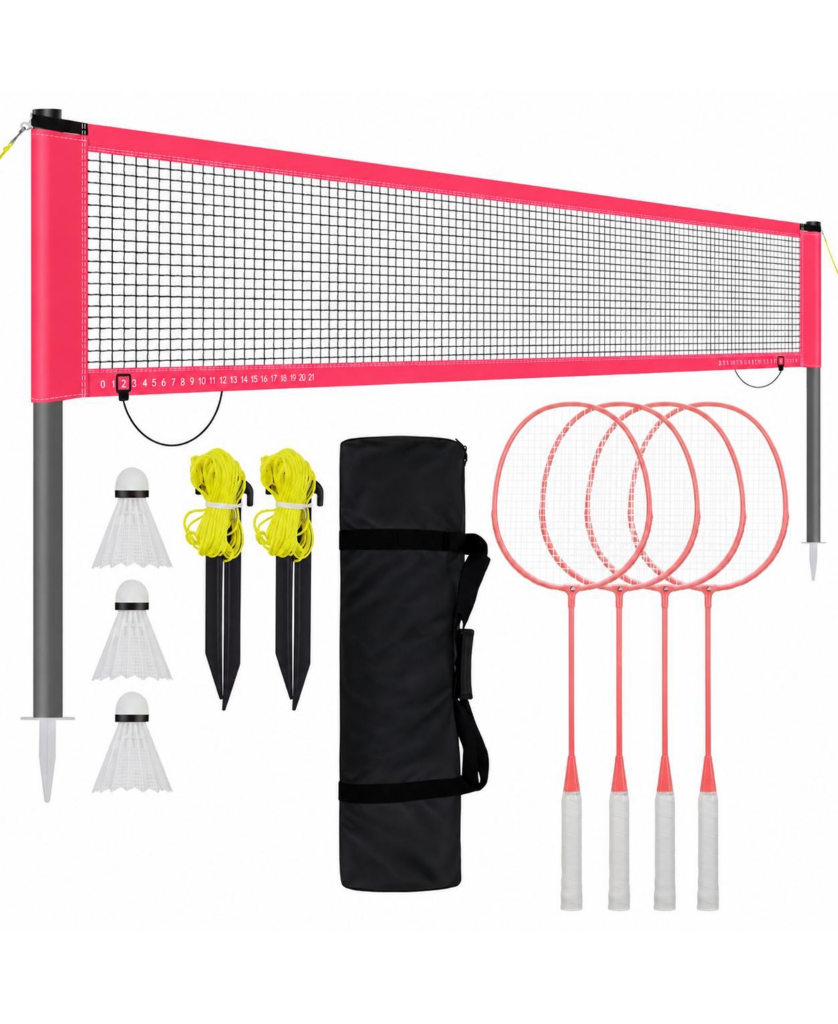 Peneyon Portable Outdoor Badminton Set Steel Aluminum Paddles Carry Bag