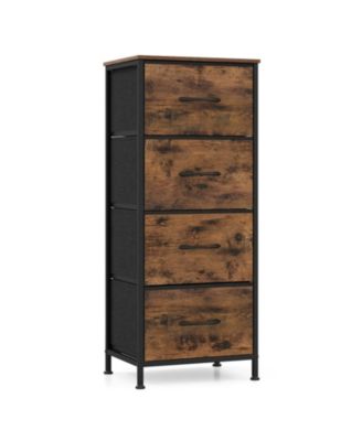 Metal Frame Nightstand with 4 Fabric Storage Drawers