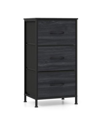 3-Drawer Metal Frame Nightstand with Fabric Storage Drawers