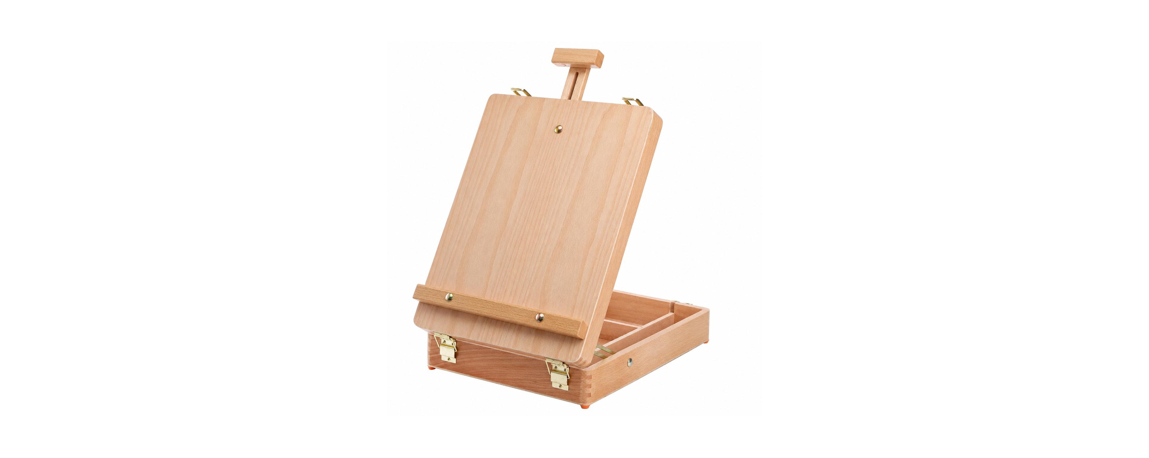 Aeelike Beechwood Portable Adjustable Desktop Easel Storage Box Art Supplies Case