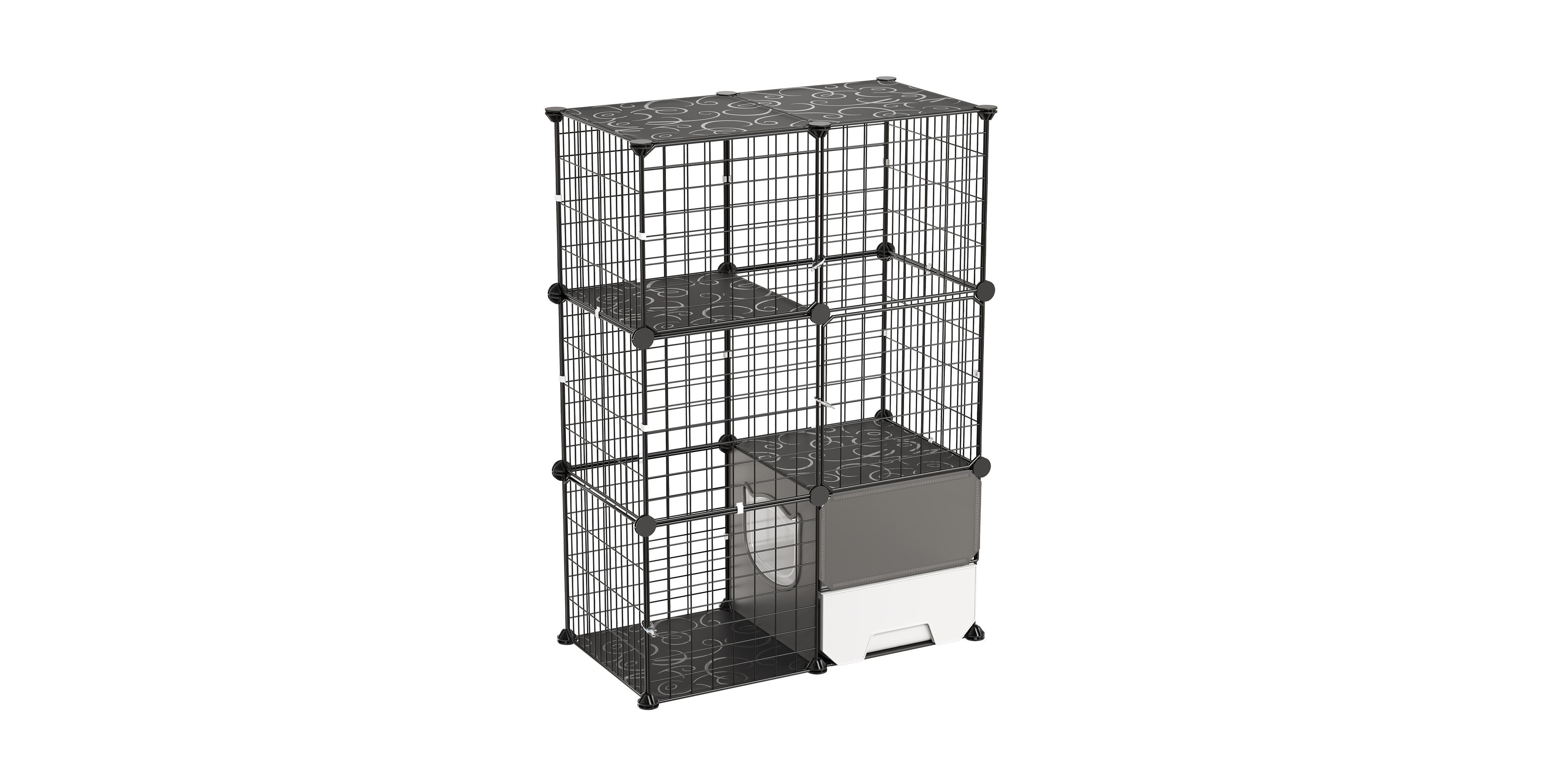 Hongge 3-Tier Modular Cat Cage for Indoor Kitten Enclosures