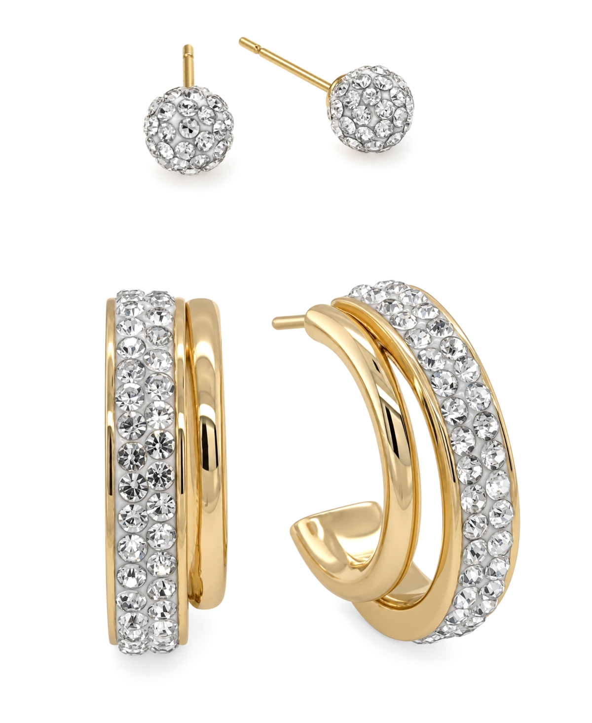 and Now This Crystal Ball Stud Hoop Duo Earring Set