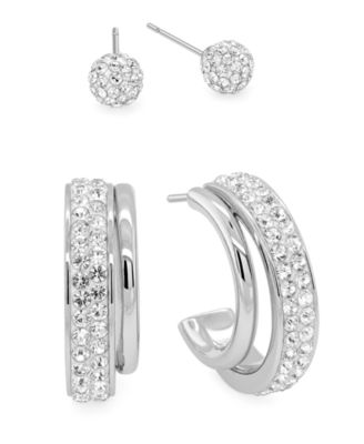 Crystal Ball Stud and Hoop Duo Earring Set